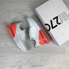 Весняні жіночі кросівки Nike Air Max 270,сітка,білі з помаранчевим, фото 2