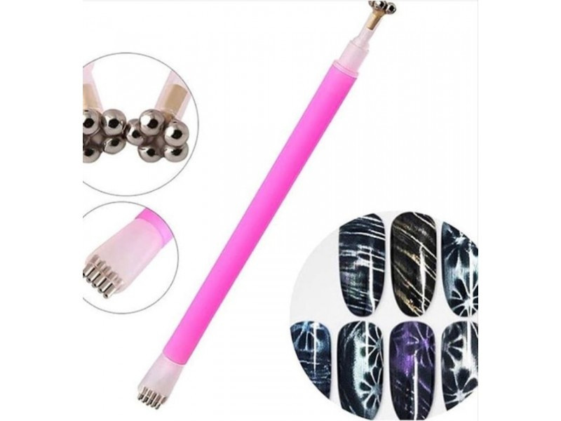 Ручка - магніт 5 D квітка для гель лаку Котяче око двостороння, фото 1