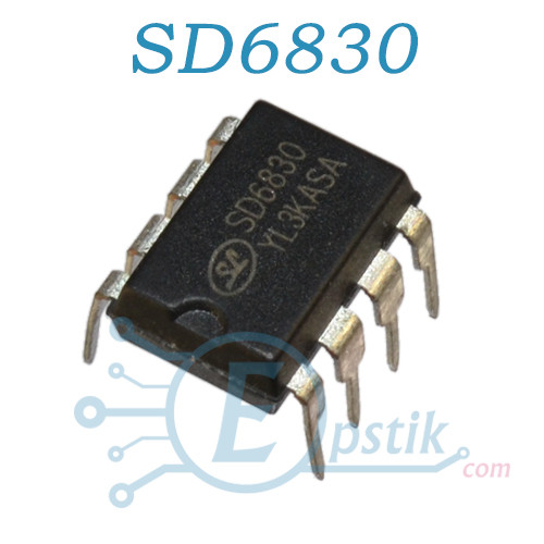 SD6830, PWM+PFM контролер живлення з вбудованим транзистором, DIP8