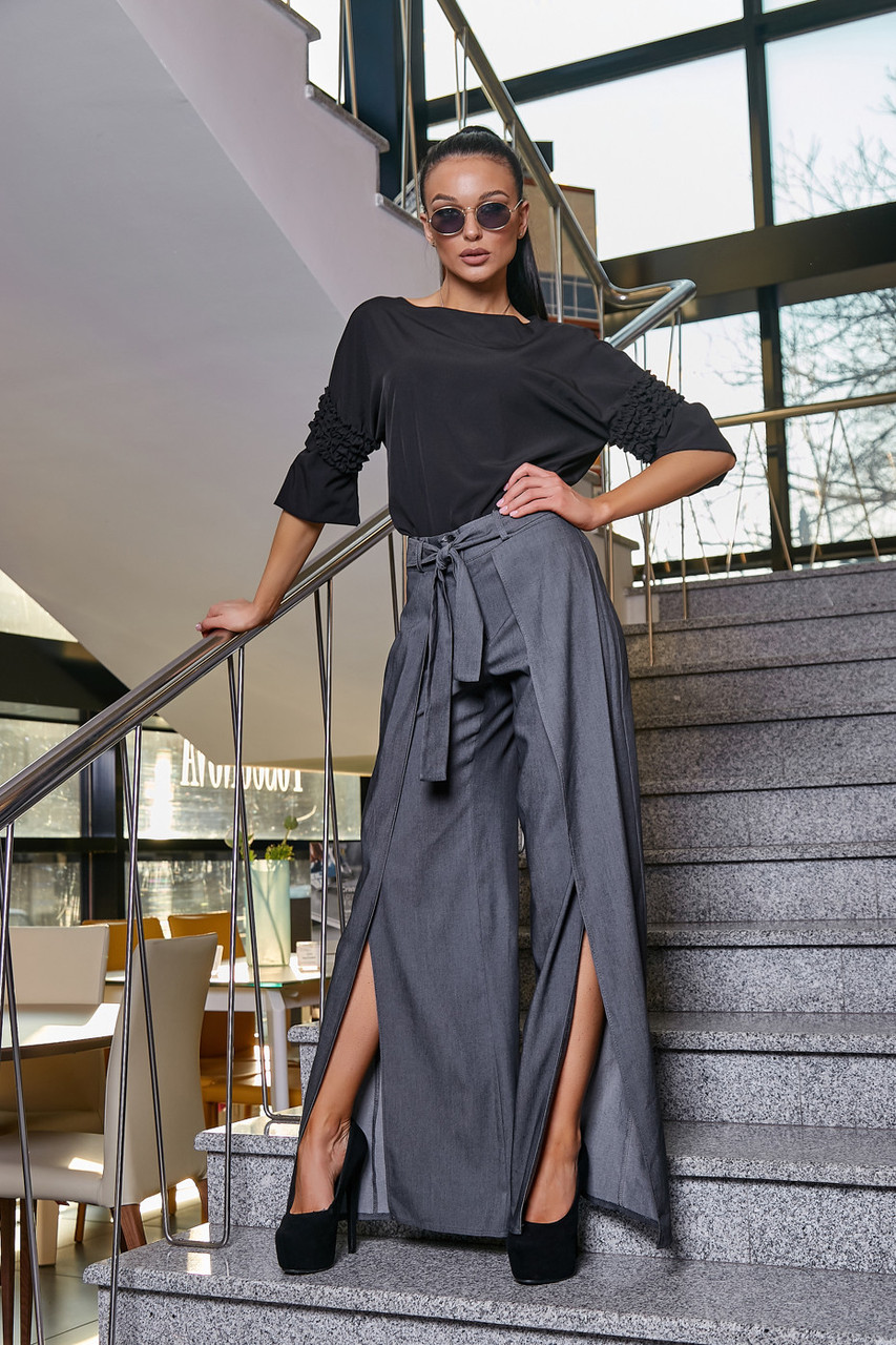 Модная женская блузка с рюшами 42-48 размера черная - фото 6 - id-p957043382