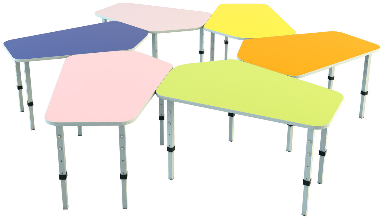 Комплект з 6 дитячих столів «Пента», ростових груп № 1, 2, 3, 4, 5 — 880x606x460-700 мм