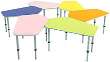 Комплект з 6 дитячих столів «Пента», ростових груп № 1, 2, 3, 4, 5 — 880x606x460-700 мм