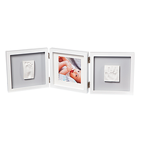 Baby Art - Тройная рамочка Квадратная Бело-серая с отпечатками