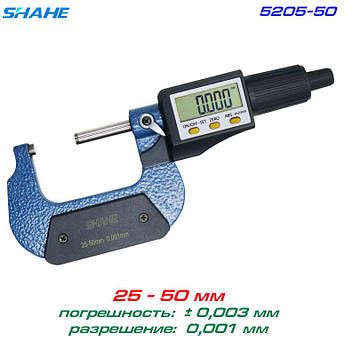 SHAHE 5205-50 цифровий мікрометр 25-50 мм, роздільна здатність: 0,001мм