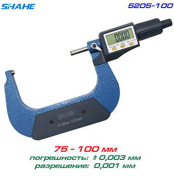 SHAHE 5205-100 цифровий мікрометр 75-100 мм, роздільна здатність: 0,001мм