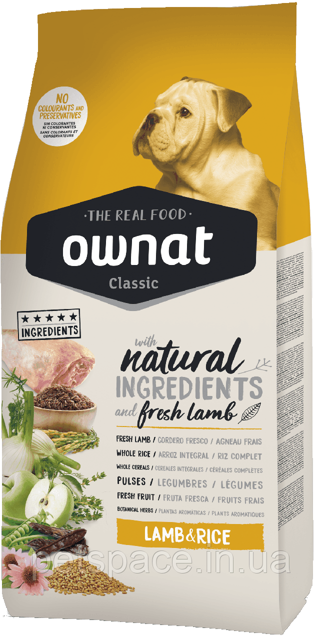 Корм Ownat Lamb&Rice (Овнат для дорослих собак всіх порід, ягня), 4кг.