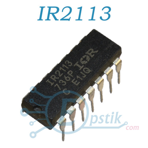 IR2113PBF, ШІМ, драйвер верхнього та нижнього плеча, DIP14