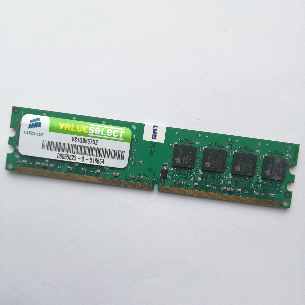 Оперативная память Corsair Value Select DDR2 1Gb 667MHz PC2 2R8 5300U CL5 (VS1GB667D2) Б/У