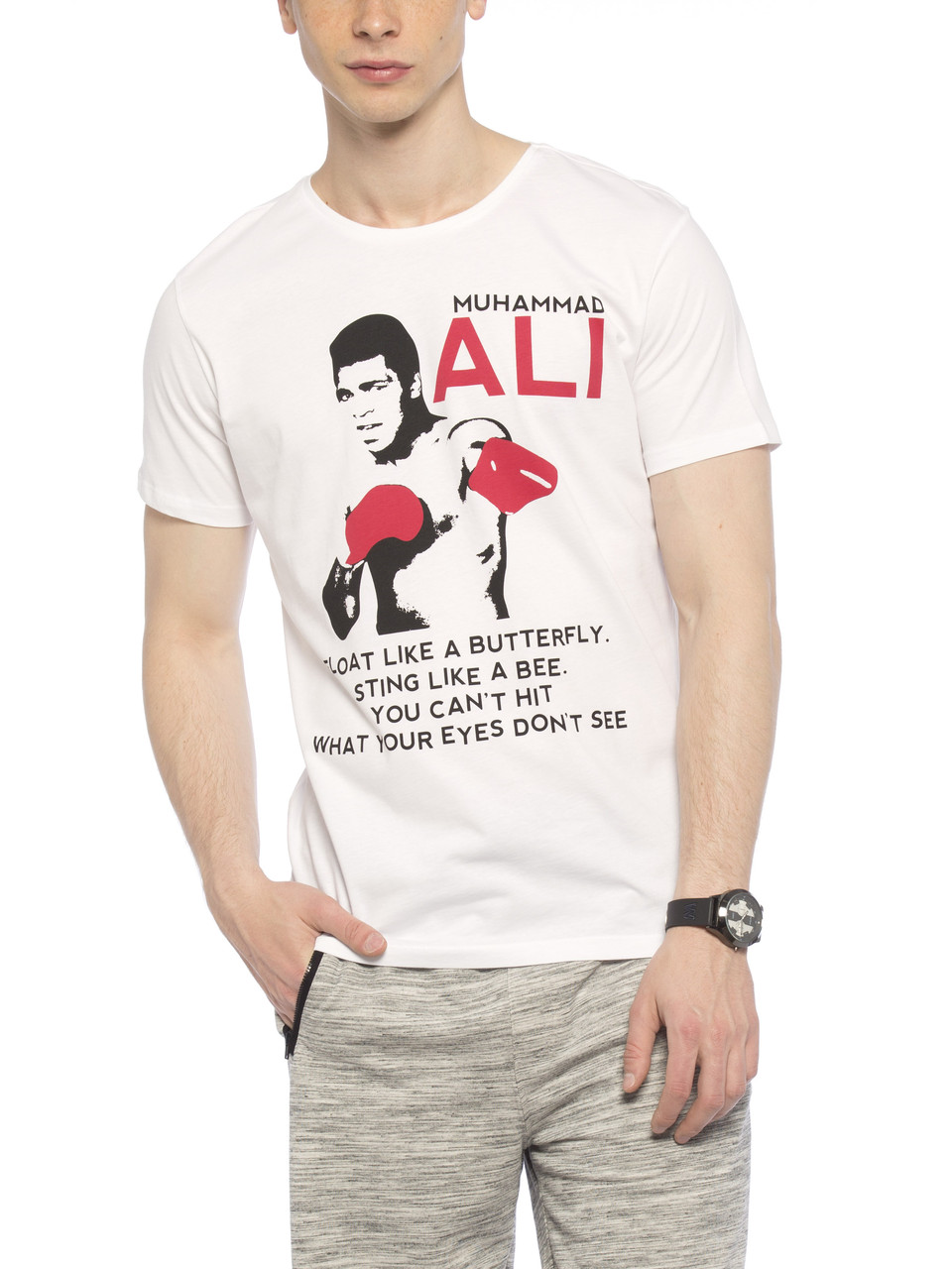 Біла чоловіча футболка Lc Waikiki/Лс Вакікі Muhammad Ali