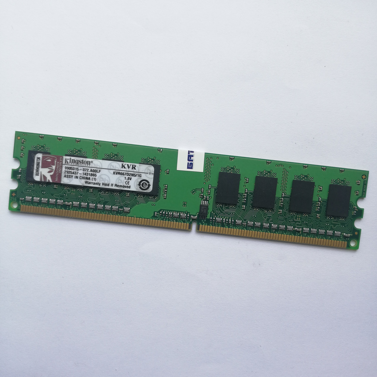 Оперативная память Kingston DDR2 1Gb 667MHz PC2 5300U 1R8 CL5 (KVR667D2N5/1G) Б/У, фото 1
