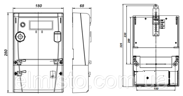 купить оптом электросчетчики AD13A в Харькове Габаритні та монтажні розміри електролічильника AD13A