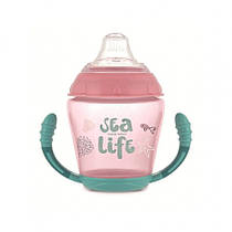 Кухоль Canpol непроливайка з м'яким силіконовим носиком Sea Life рожевий 230 мл 56/501_pin