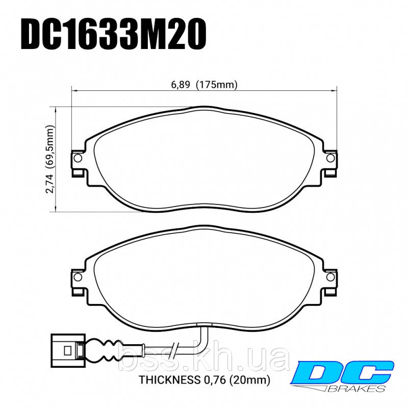 Колодки гальмівні передні DC1633M20 DC brakes Race Track, VW GOLF VII; Passat 362; AUDI A3 8V1