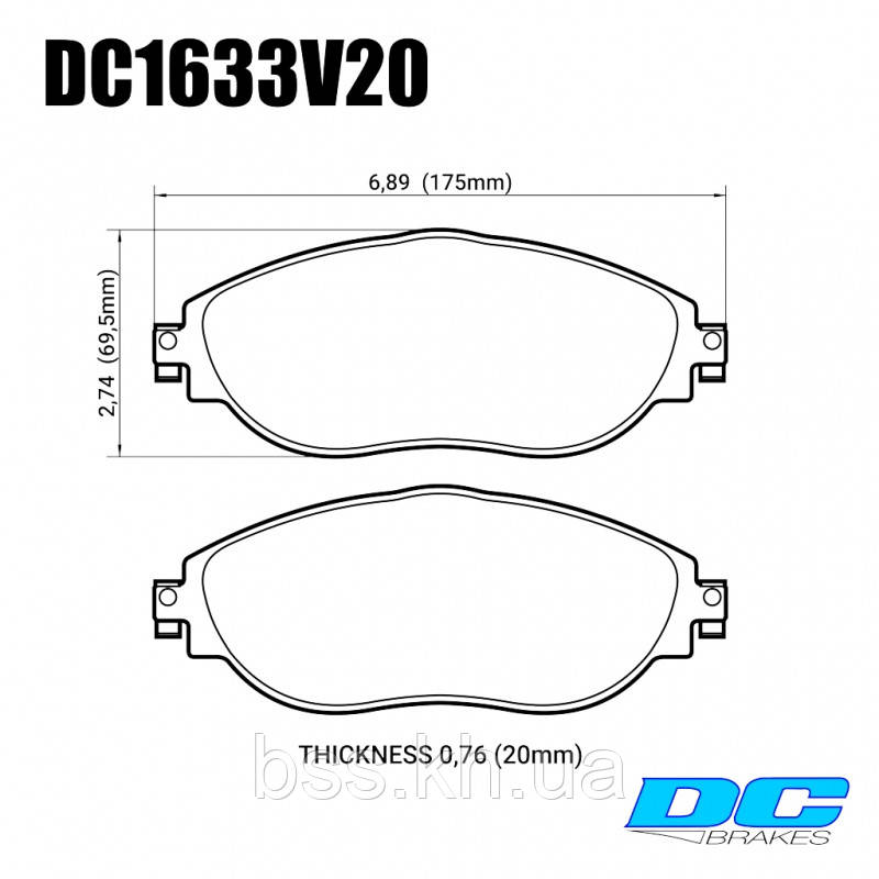 Колодки гальмівні передні DC1633V20 DC brakes Street STR.S, VW GOLF VII; Passat 362; AUDI A3 8V1