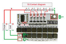 5s 3,7V 100A BMS (21V) плата захисту/балансир 5х3,7В Li-ion акумуляторів