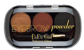 Тіні для брів на 3 кольори DoDo EYEBROW Powder (4шт асортимент)   код.001BP