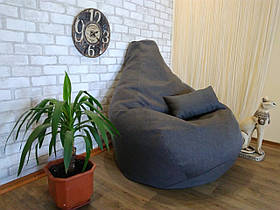Крісло Мішок, М'який Пуф Груша, безкаркасне крісло Груша ХXXL 140*100см .Тканина Рогожка.Сірий. Кольорові.Великий