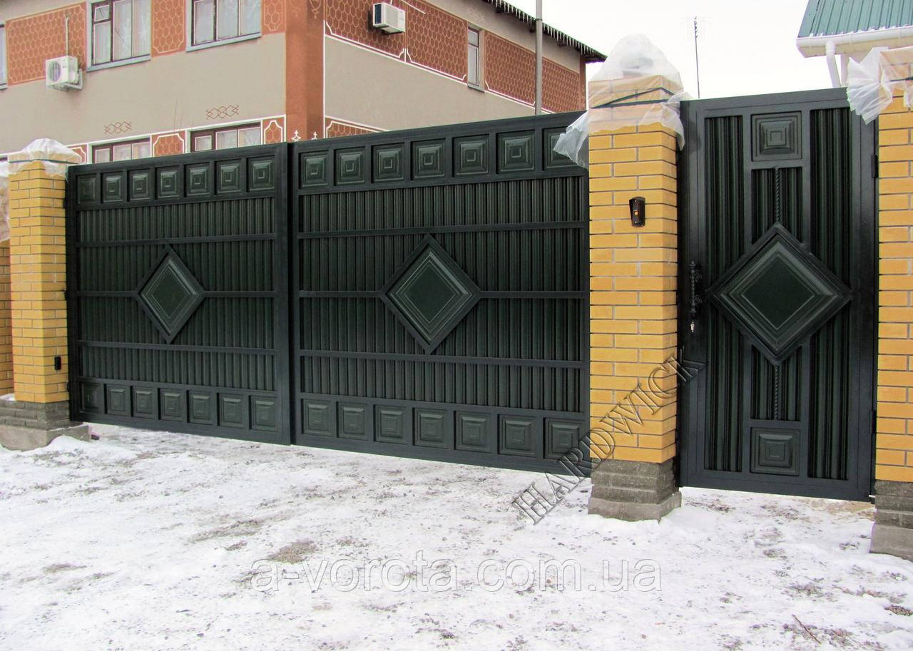Відкривні металеві ворота TM Hardwick ш3600 у2000 (дизайн Преміум)