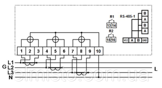 Лічильник трифазний багатотарифний AD13A.3 PRIME купить оптом Схема підключення лічильника AD13A.3