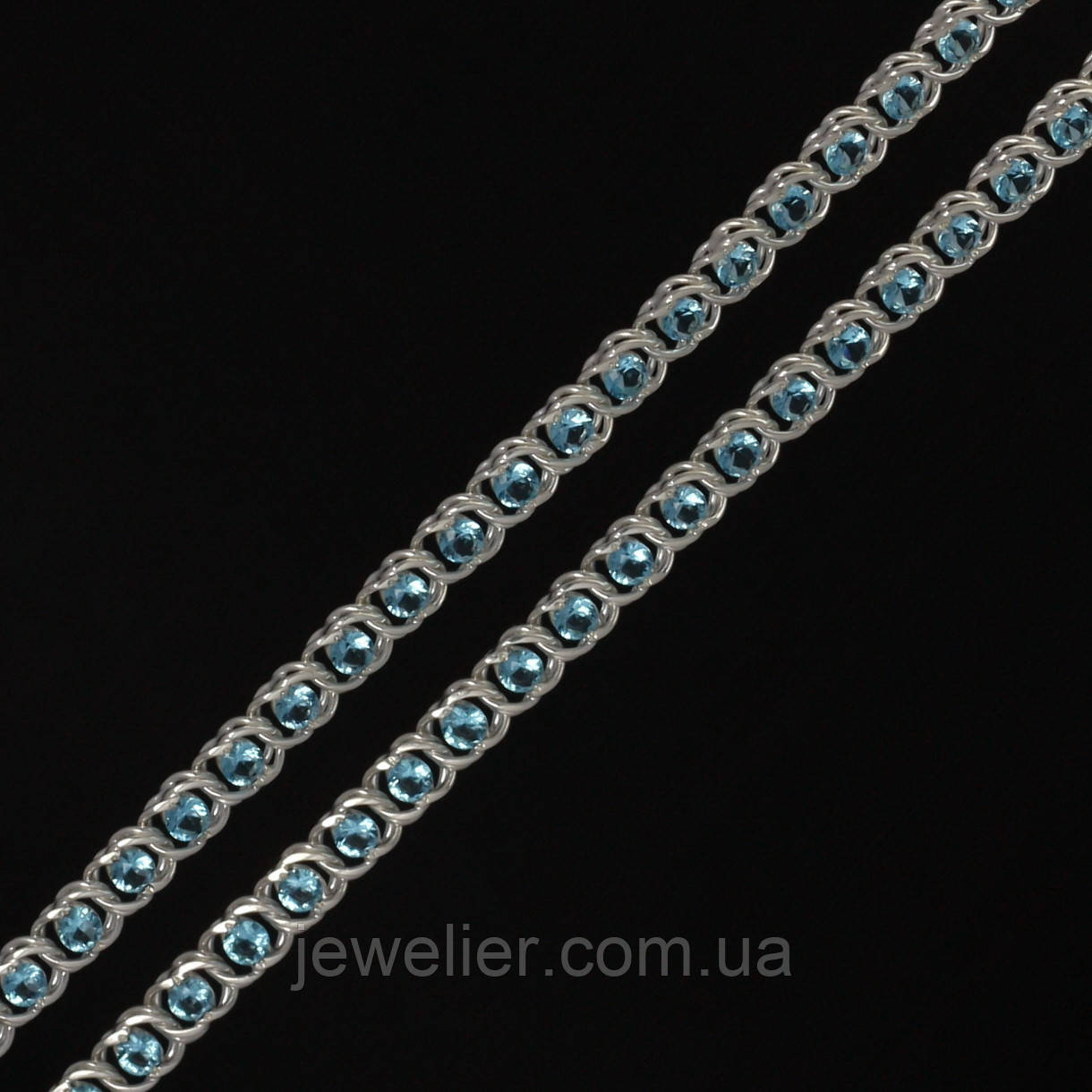 Ланцюжок срібний "Арабка з блакитним камінням" 5.5 мм, 45 см