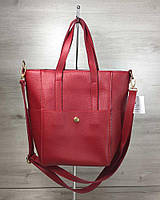 Молодіжна жіноча сумка Мілана з класичним паском червоного кольору