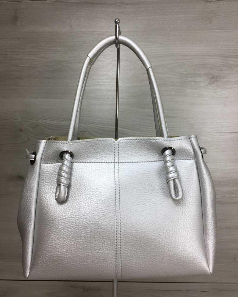 Молодіжна жіноча сумка-шоппер Евелін срібного кольору