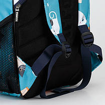Рюкзак шкільний ортопедичний для дівчинки у 2-6 клас блакитний з модним принтом "Кошенята" два відділи Dolly 538, фото 2