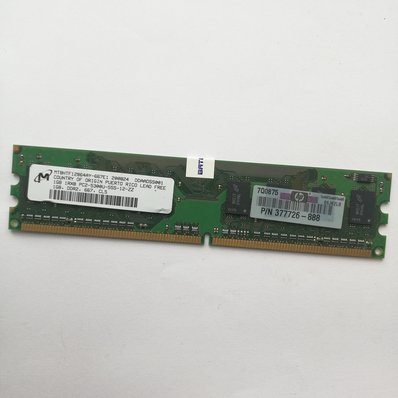 Оперативная память Micron DDR2 1Gb 667MHz PC2 5300U 1R8 CL5 (MT8HTF12864AY-667E1) Б/У