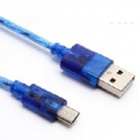 Кабель USB 2.0 (AM/Micro 5 pin) 3м, прозорий синій, Пакет