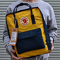 Рюкзак Канкен Fjallraven Kanken Classic Bag желтый с синим. Живое фото. Premium (топ ААА+)