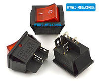 Кнопочный выключатель KCD4 (IRS-201) 250V 15A, 4 контакта с фиксацией и подсветкой 29,0 * 22,0 мм.