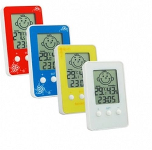 Термометр — гігрометр Dm-3190 з годинником, фото 1