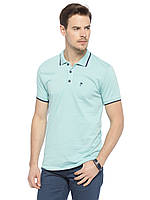 Блакитне чоловіче поло LC Waikiki/ЛС Вайки з пальмою на грудях і синьою окантовкою на комірі