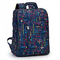 Рюкзак шкільний для хлопчика синій Dolly 392 абстракція для документів А4 і планшета два відділи 30х40х16 см