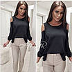 Шовкова блузка з відкритими плечима, фото 3