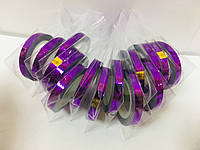 Цветная декоративная лента для дизайна ногтей (зигзаг) в рулоне 6 мм./ упаковка 10 шт., фиолетовая № 2