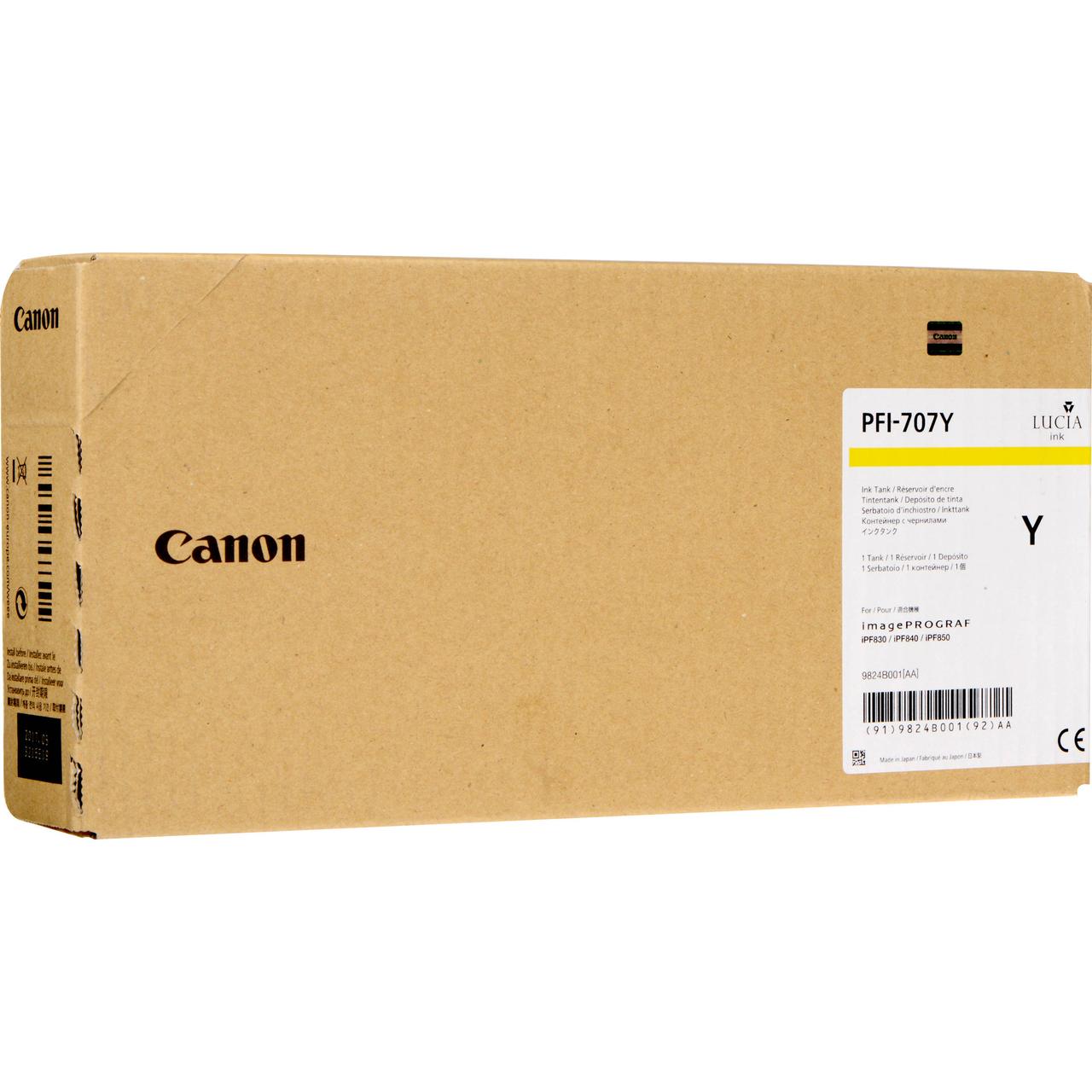 Картридж Canon PFI-707Y для iPF830/840/850, Yellow, 700 мл, фото 1