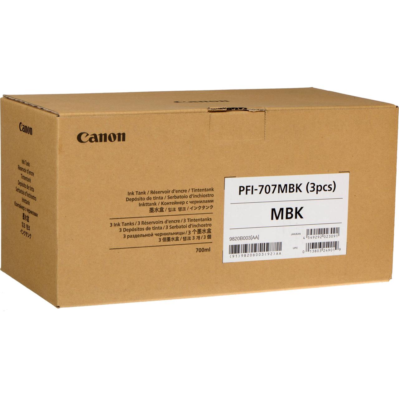 Картриджі Canon PFI-707MBK для iPF830/840/850, Matte Black, 3х700 мл (3-Pack), фото 1