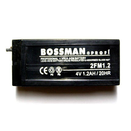 Акумулятор олив'яно-кислотний BOSSMAN 4v 1.2Aha, фото 1