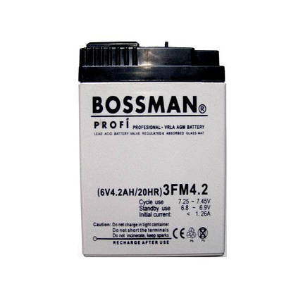 Акумулятор свинцево-кислотний BOSSMAN 6v 4Aha, фото 2