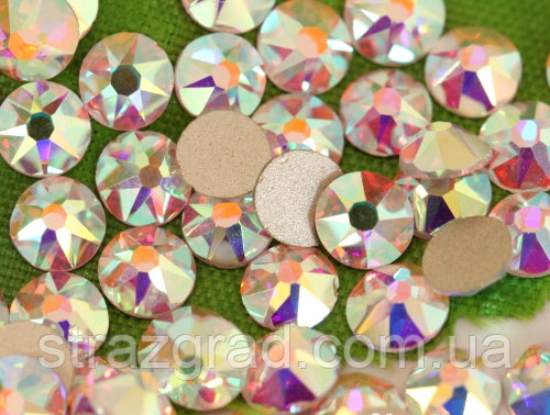 Стрази Swarovski (імітація) клейові (на клей) XIRIUS 16 граней 8+8 SS16 Сrystal АВ Non-Hot Fix 100 шт, фото 1