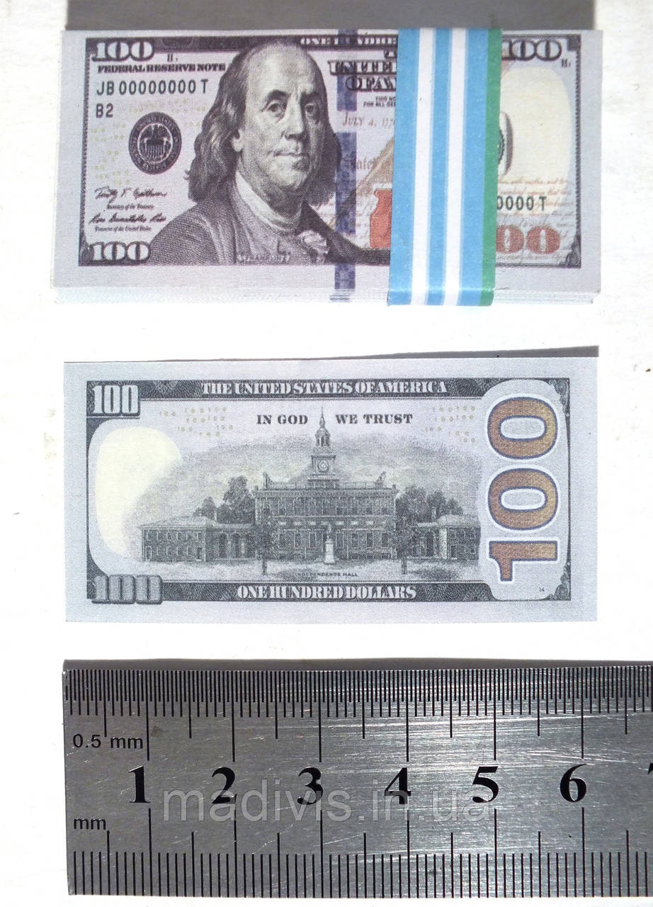 Мініатюрні сувенірні 100 доларів (нові)