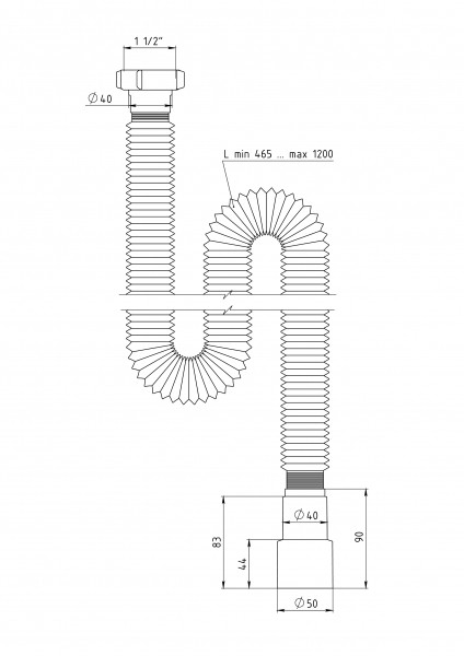 Труба гнучка для сифона 11/2"х40/50 1200мм Сантехпласт - фото 2 - id-p53240410