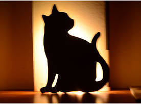Світлодіодний Лід нічник "Кішка" з вбудованими датчиками звуку і освітленості