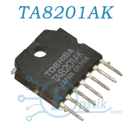 TA8201AK, мікросхема аудіо підсилювач, HSIP7