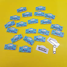 Акриловий бейдж із наклейкою фігурний, 65х35мм (від 10 шт)