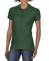 Жіноча сорочка поло, тому щозелений, GILDAN Soft Style 64800L, розміри від S до XXL, щільність 177 г/м2