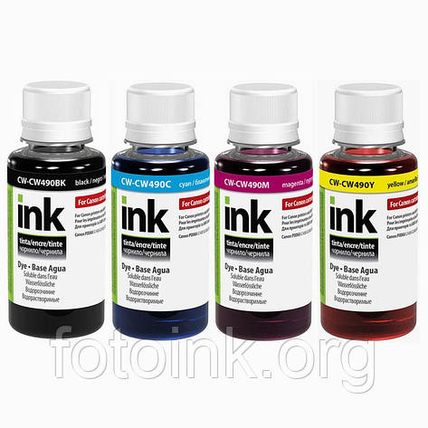 Чорнила Colorway для Canon GI-490, комплект 4 x 100 ml, (CW-CP490/CW490SET01), фото 1