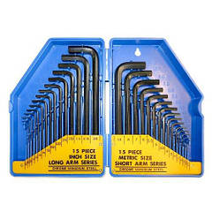 Набір шестигранних ключів метричних та дюймових S&R HX 30 шт у пластиковому кейсі