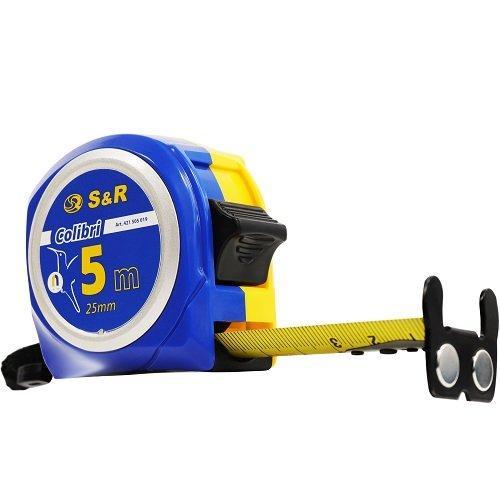 Рулетка вимірювальна двостороння з магнітом будівельна S&R Colibri 5х25 мм.